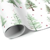 Watercolor Pine Trees Greenery Christmas Holiday  Cadeaupapier (Rol Hoek)