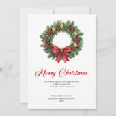Watercolor Pine Wreath Christmas Greeting Design Feestdagenkaart (Voorkant)