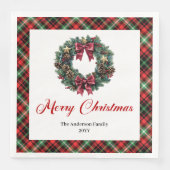 Watercolor Pine Wreath Christmas Napkin Design Servet (Voorkant)