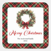 Watercolor Pine Wreath Christmas Sticker Design (Voorkant)