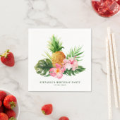 Watercolor Pineapple and Hibiscus Birthday Party Servet (Insitu)