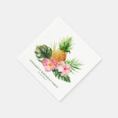 Watercolor Pineapple and Hibiscus Birthday Party Servet (Hoek)