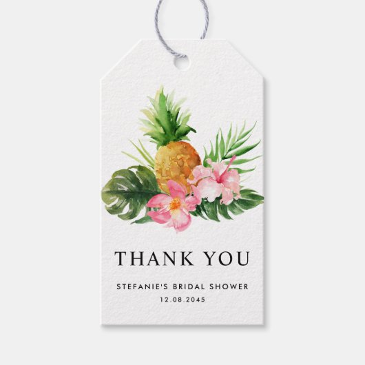 Watercolor Pineapple Bridal Shower Thank You Cadeaulabel (Voorkant)
