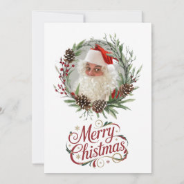 Watercolor Pinecone and Berry Christmas Wreath Feestdagenkaart