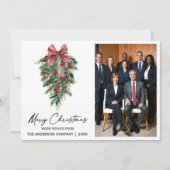 Watercolor Pines Company Photo Merry Christmas Feestdagenkaart (Voorkant)