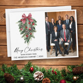 Watercolor Pines Company Photo Merry Christmas Feestdagenkaart