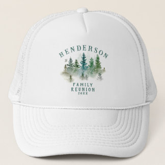 Watercolor PineTrees Family Reunion Button Trucker Pet