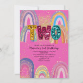  Watercolor pink and gold stars  BirthdaInvitation Kaart (Voorkant)