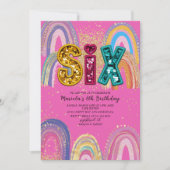  Watercolor pink and gold stars  BirthdaInvitation Kaart (Voorkant)