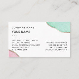 Watercolor Pink and Green Business Cards Visitekaartje