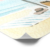 Watercolor Pink Beach Umbrella Coastal  Poster (Hoek)