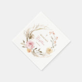  watercolor pink beige flowers Baptism Servet (Hoek)