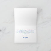 Watercolor Pink Bougainvillea Flowers Blue Tile Bedankkaart (Binnen)