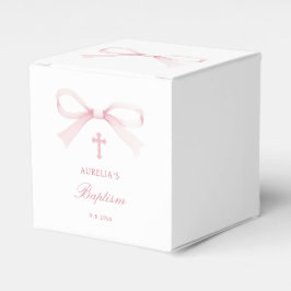 Watercolor Pink Bow Baptism Cube Bedankdoosjes