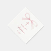 Watercolor Pink Bow Baptism Servet (Hoek)