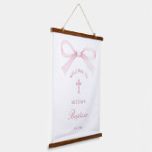 Watercolor Pink Bow Baptism Welcome Hangend Wandkleed (Gebogen)