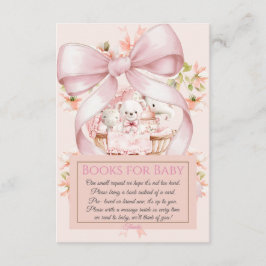 Watercolor Pink Bow Books for Baby Request Card Informatiekaartje