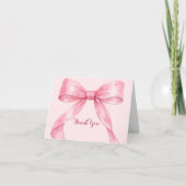 Watercolor Pink Bow Bridal Shower Bedankkaart (Voorkant)