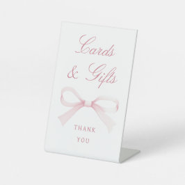 Watercolor Pink Bow Cards & Gifts Reclamebord Met Voetstuk