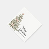 Watercolor Pink Bow Christmas Tree Personalized Servet (Hoek)