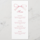 Watercolor Pink Bow Classic Menu (Voorkant)