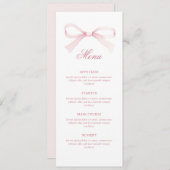 Watercolor Pink Bow Classic Menu (Voorkant / Achterkant)
