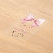 Watercolor Pink Bow Dots Baby Shower Acryl Uitnodigingen (Laagn)