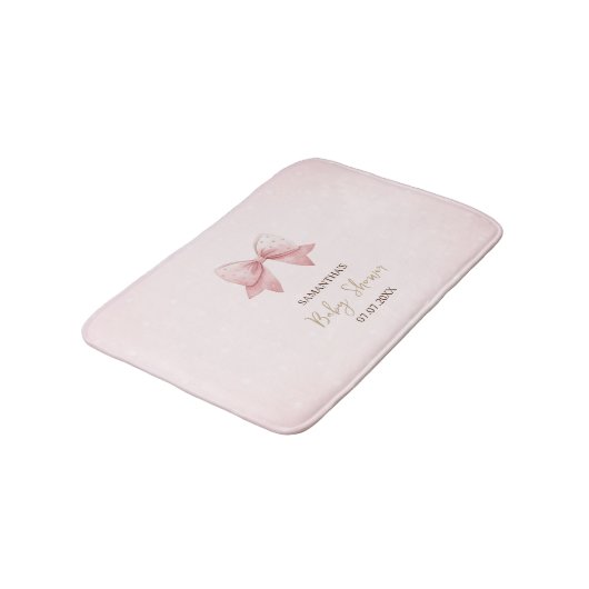 Watercolor Pink Bow Dots Baby Shower Badmat (Gekanteld)