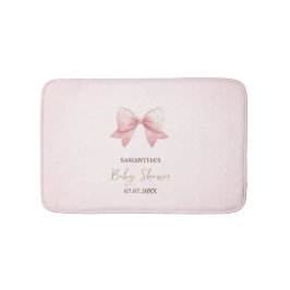 Watercolor Pink Bow Dots Baby Shower Badmat