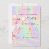 Watercolor Pink Bow Holographic Birthday Kaart (Voorkant)