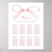 Watercolor Pink Bow Seating Chart Poster (Voorkant)