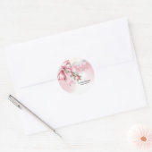 Watercolor Pink Bow with Baubles Baby Shower  Ronde Sticker (Envelop)