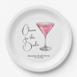 Watercolor Pink Cocktail Bridal Shower Papieren Bordje