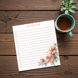 Watercolor Pink Coral Peony To Do List Modern Boho Notitieblok