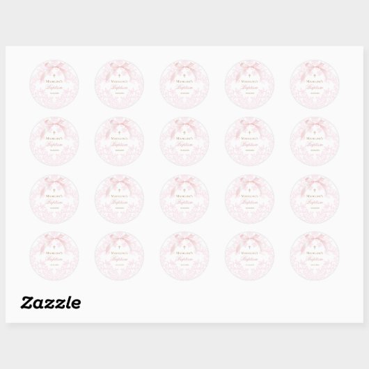 watercolor pink crest Baptism Ronde Sticker (Vel)