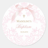 watercolor pink crest Baptism Ronde Sticker (Voorkant)