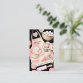 Watercolor Pink Desserts Baker Pastry Chef Black Visitekaartje (Staand voorkant)