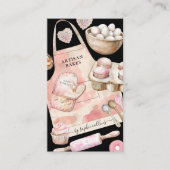 Watercolor Pink Desserts Baker Pastry Chef Black Visitekaartje (Voorkant)
