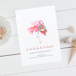 Watercolor Pink Flamingo Holiday New Address Feestdagenkaart