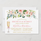 Watercolor Pink Floral Bridal Shower Brunch Gold Kaart (Voorkant)