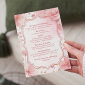 Watercolor Pink Floral Wedding Invitation Kaart
