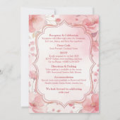 Watercolor Pink Floral Wedding Invitation Kaart (Achterkant)