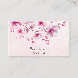 Watercolor Pink Flowers Business Card Visitekaartje