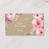 Watercolor Pink Flowers Kraft Visitekaartje (Voorkant)