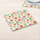 Watercolor Pink Flowers Pattern-69677 Kartonnen Onderzetters (Schuin)