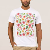 Watercolor Pink Flowers Pattern-69677 T-shirt (Voorkant)