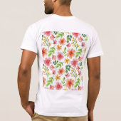 Watercolor Pink Flowers Pattern-69677 T-shirt (Achterkant)