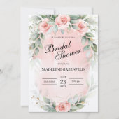 Watercolor Pink Flowers Wedding Bridal Shower Kaart (Voorkant)