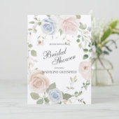 Watercolor Pink Flowers Wedding Bridal Shower Kaart (Staand voorkant)
