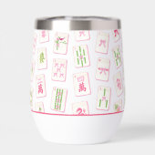 Watercolor Pink & Green Bow Mahjong Tiles Monogram (Achterkant)